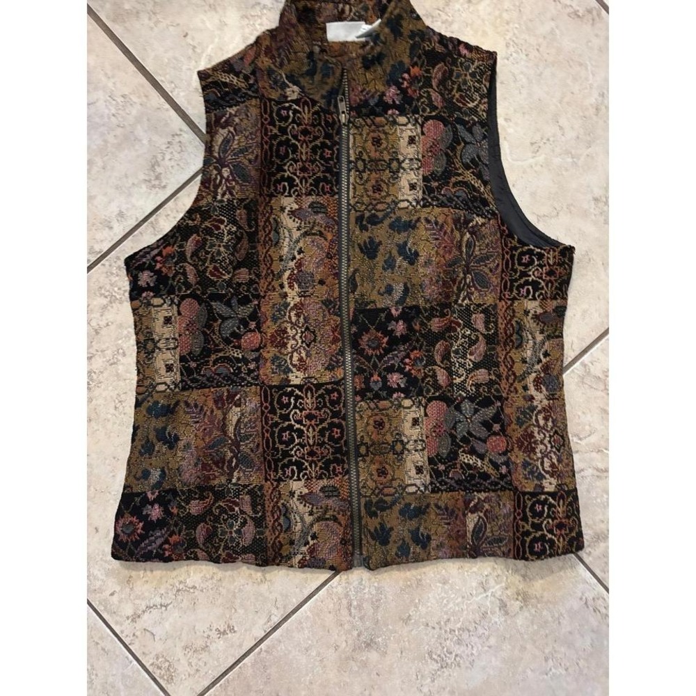 Vintage White Stag patchwork tapestry Vest size large